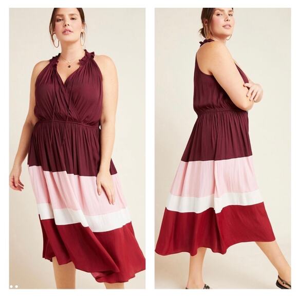 Anthropologie Current Air Cobie Colorblocked Midi Dress 2x - Picture 13 of 14